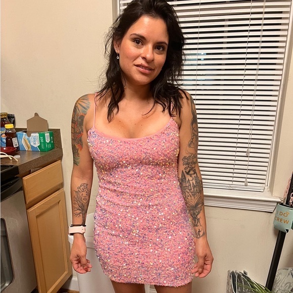 NWOT Lucy In The Sky Iridescent Pink Dress - Picture 11 of 14